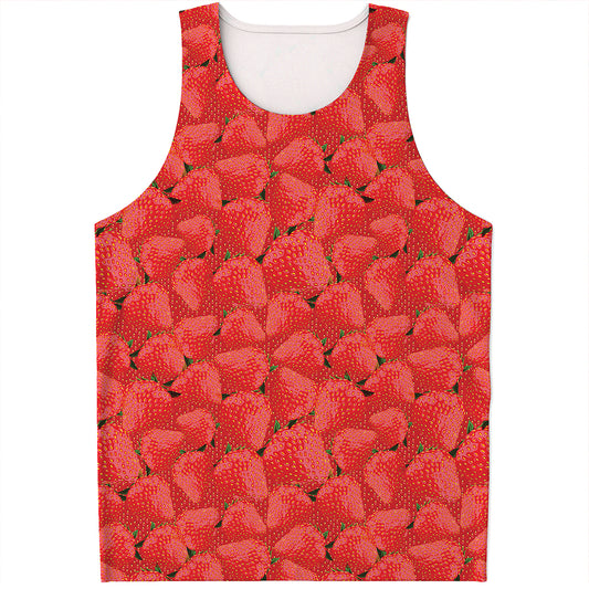 Red Strawberry Pattern Print Men's Tank Top