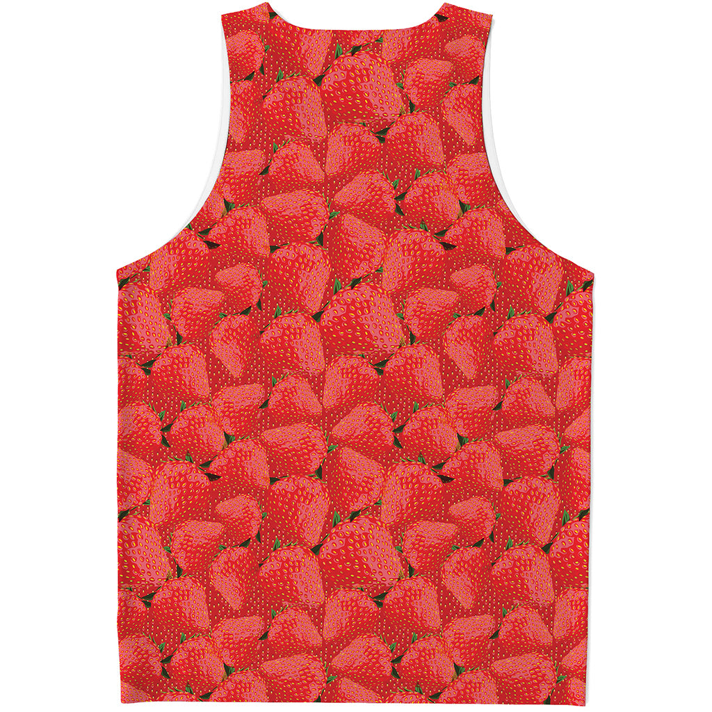Red Strawberry Pattern Print Men's Tank Top