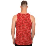 Red Strawberry Pattern Print Men's Tank Top