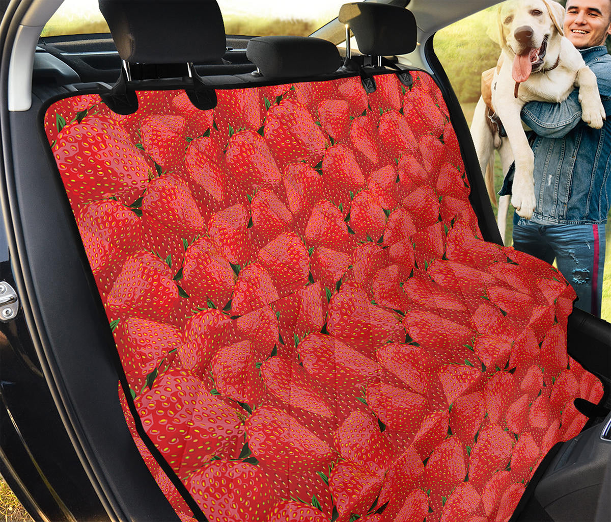 Red Strawberry Pattern Print Pet Car Back Seat Cover