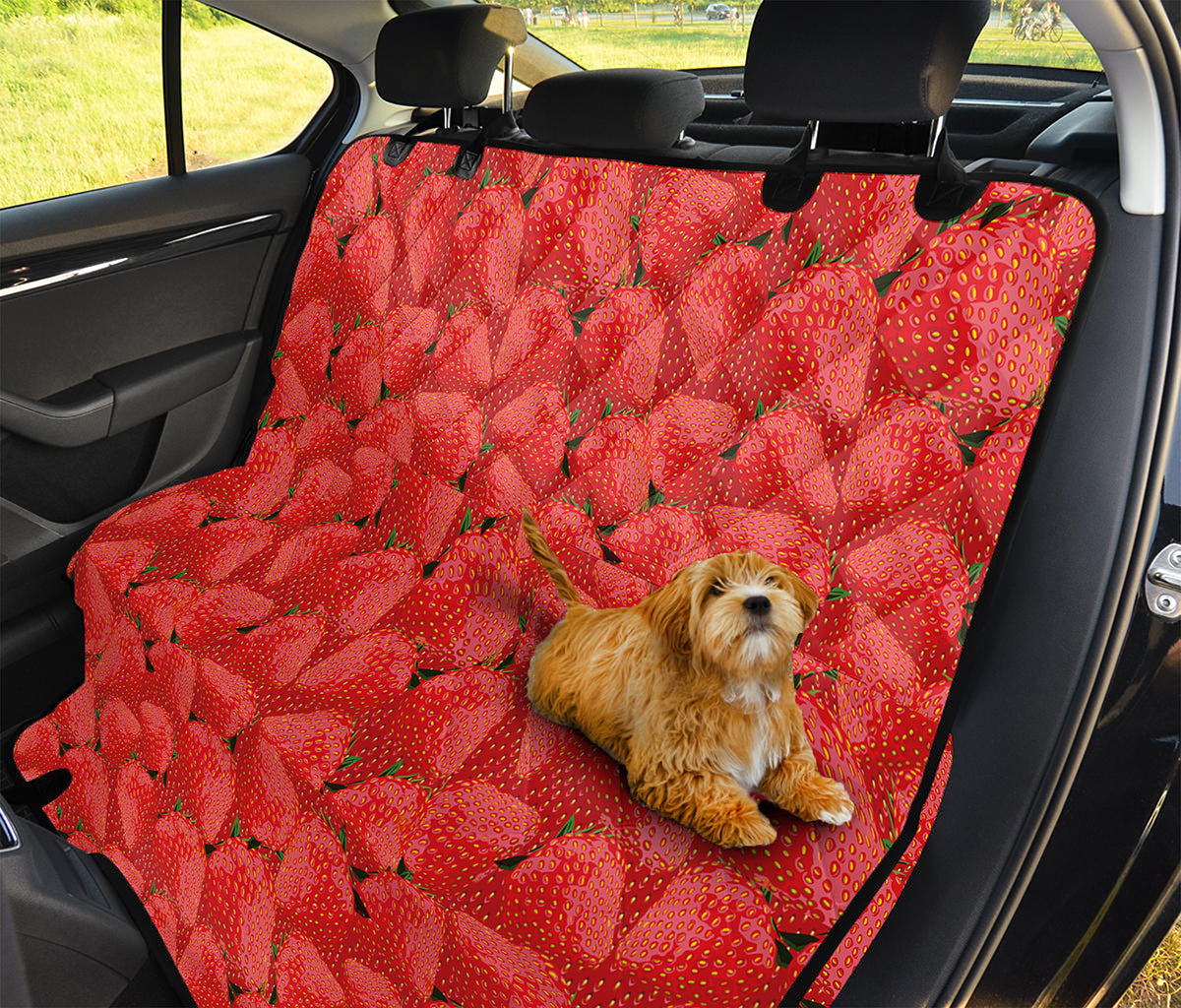 Red Strawberry Pattern Print Pet Car Back Seat Cover