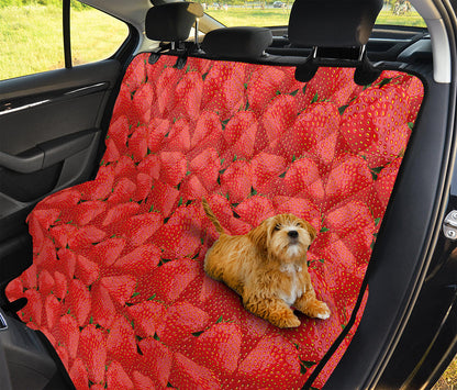 Red Strawberry Pattern Print Pet Car Back Seat Cover
