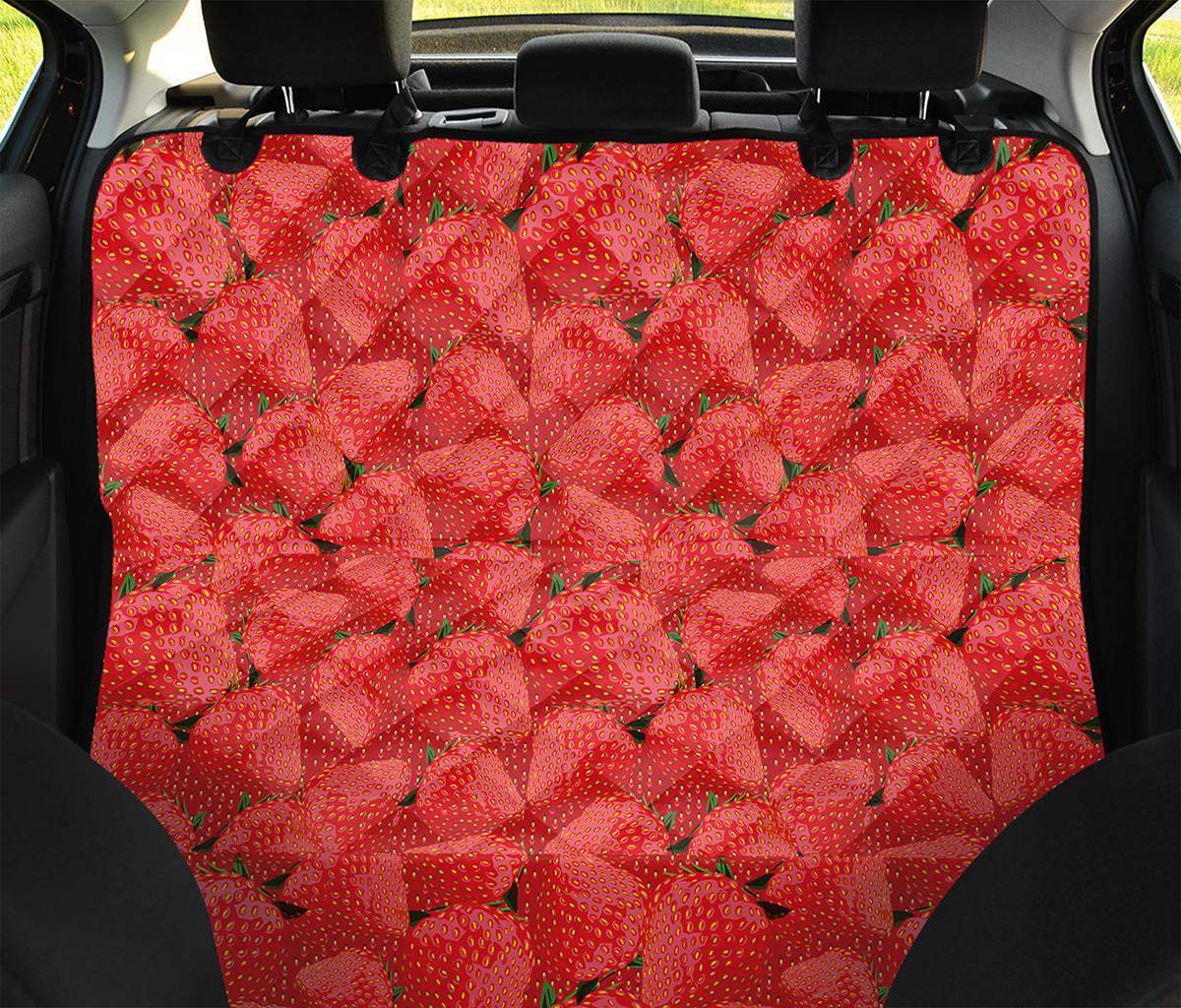 Red Strawberry Pattern Print Pet Car Back Seat Cover