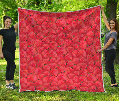Red Strawberry Pattern Print Quilt