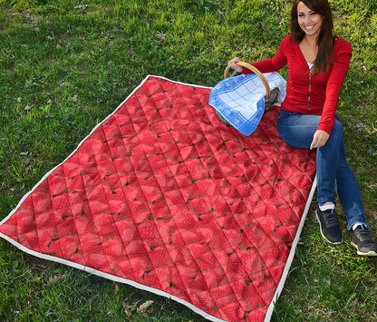 Red Strawberry Pattern Print Quilt