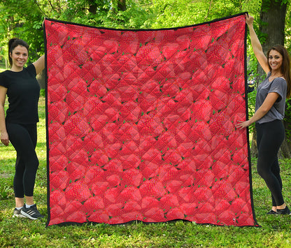 Red Strawberry Pattern Print Quilt