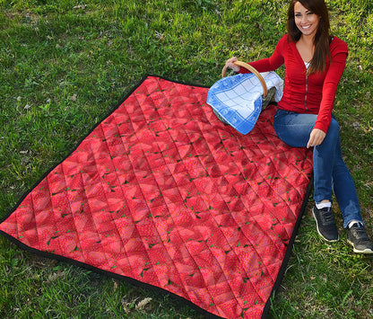 Red Strawberry Pattern Print Quilt