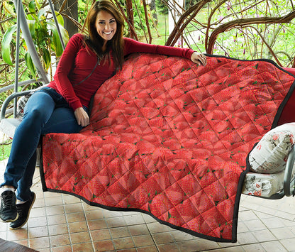 Red Strawberry Pattern Print Quilt