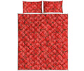 Red Strawberry Pattern Print Quilt Bed Set