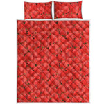 Red Strawberry Pattern Print Quilt Bed Set