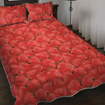 Red Strawberry Pattern Print Quilt Bed Set