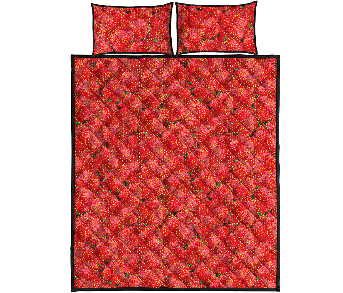 Red Strawberry Pattern Print Quilt Bed Set
