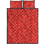 Red Strawberry Pattern Print Quilt Bed Set