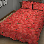 Red Strawberry Pattern Print Quilt Bed Set