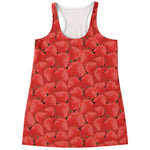 Red Strawberry Pattern Print Women's Racerback Tank Top