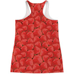 Red Strawberry Pattern Print Women's Racerback Tank Top