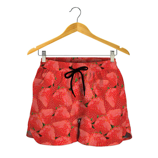 Red Strawberry Pattern Print Women's Shorts