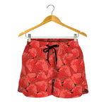 Red Strawberry Pattern Print Women's Shorts