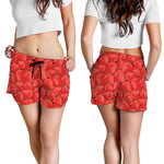 Red Strawberry Pattern Print Women's Shorts