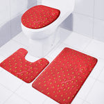 Red Strawberry Print 3 Piece Bath Mat Set