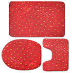 Red Strawberry Print 3 Piece Bath Mat Set