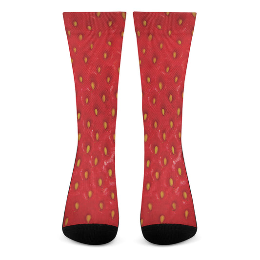 Red Strawberry Print Crew Socks