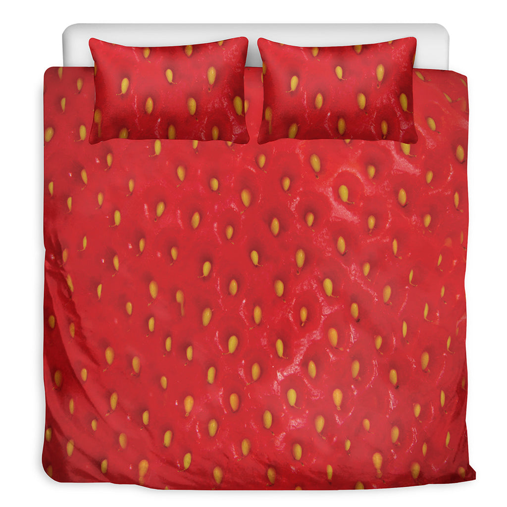 Red Strawberry Print Duvet Cover Bedding Set