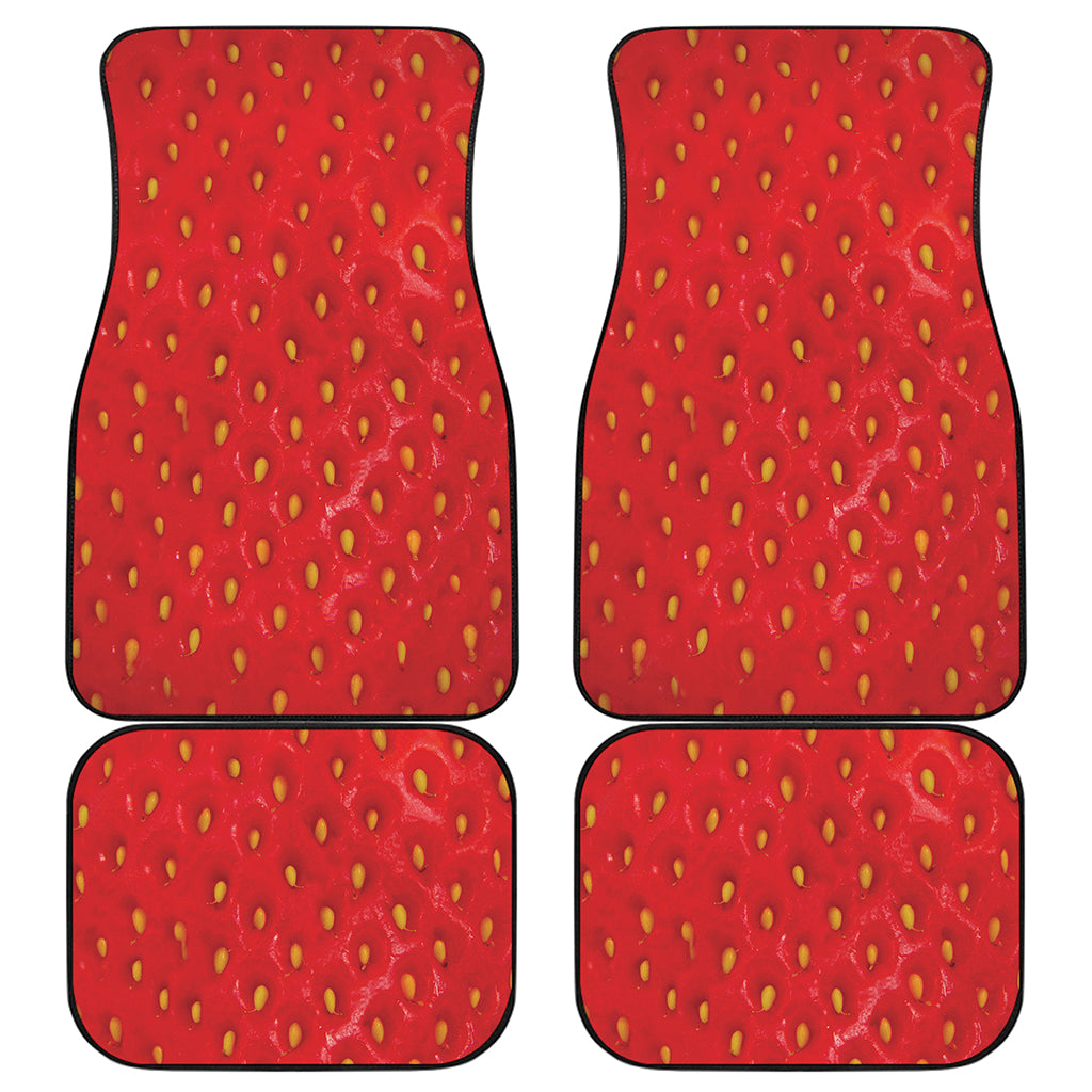 Red Strawberry Print Front and Back Car Floor Mats