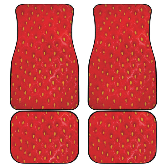 Red Strawberry Print Front and Back Car Floor Mats