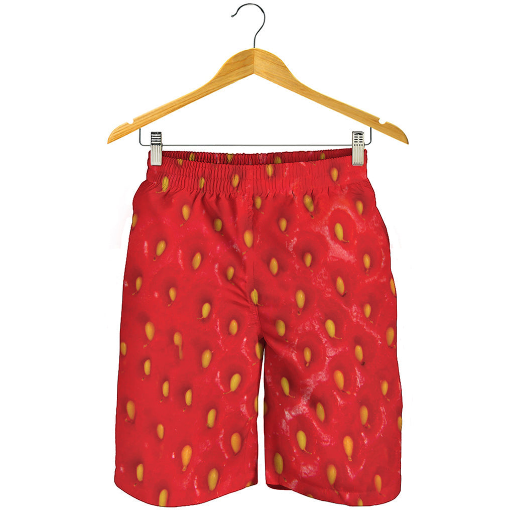Red Strawberry Print Men's Shorts