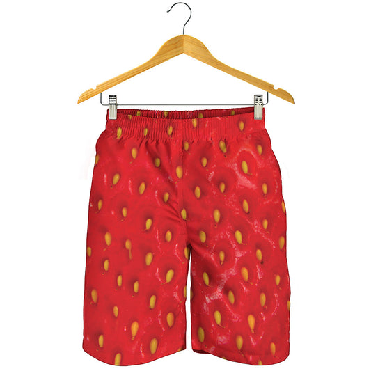 Red Strawberry Print Men's Shorts
