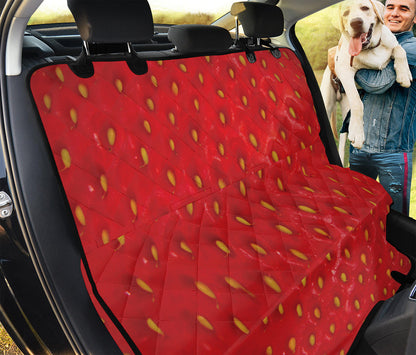 Red Strawberry Print Pet Car Back Seat Cover