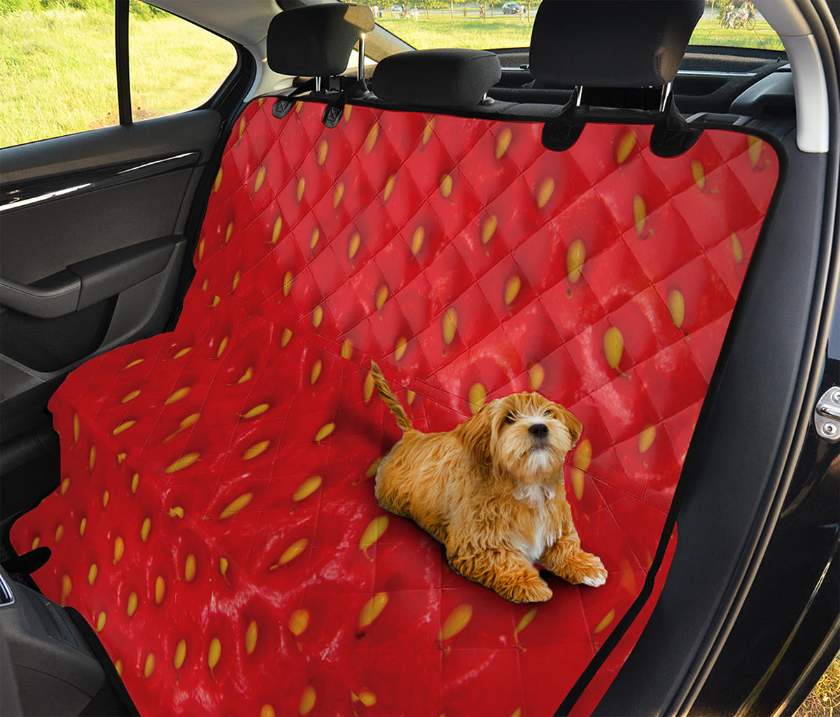 Red Strawberry Print Pet Car Back Seat Cover