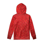 Red Strawberry Print Pullover Hoodie
