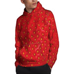 Red Strawberry Print Pullover Hoodie