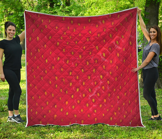 Red Strawberry Print Quilt