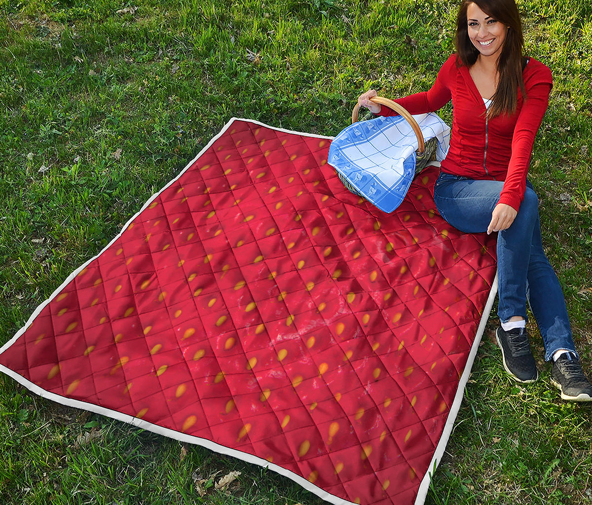 Red Strawberry Print Quilt
