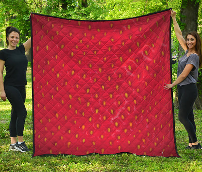 Red Strawberry Print Quilt