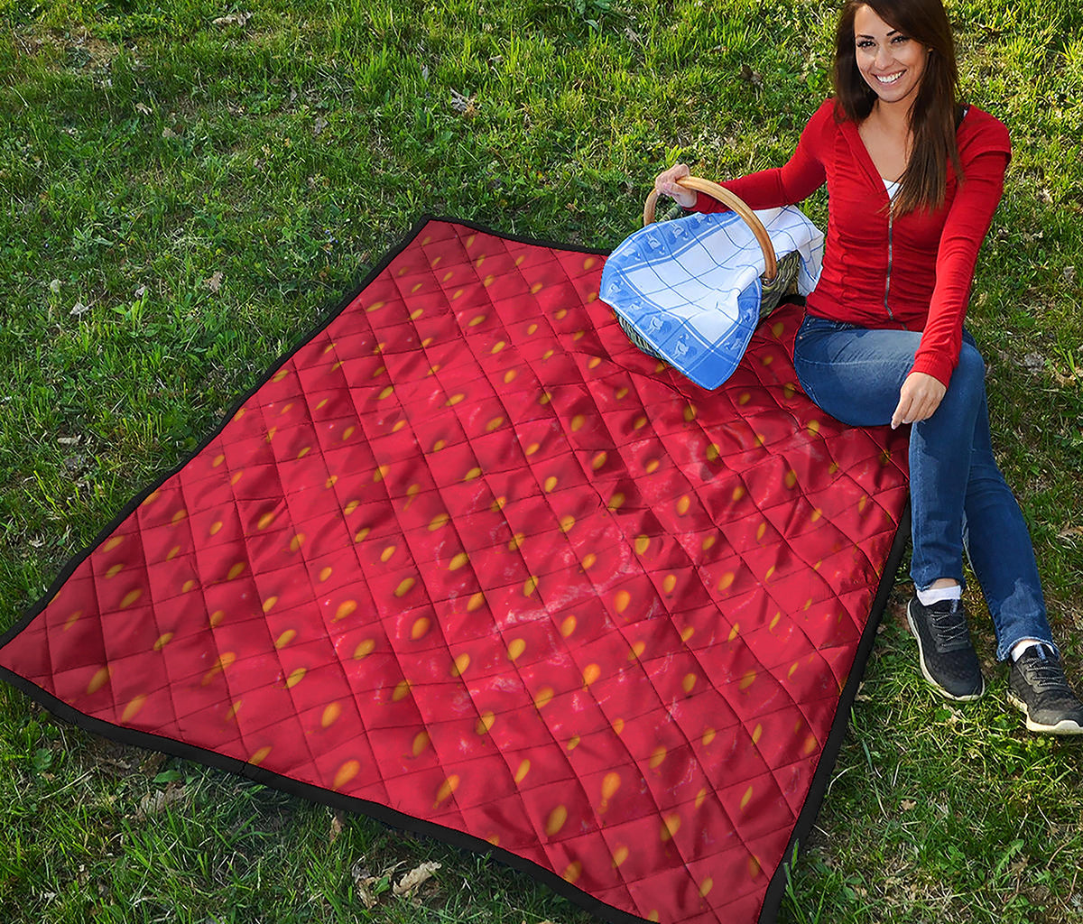Red Strawberry Print Quilt