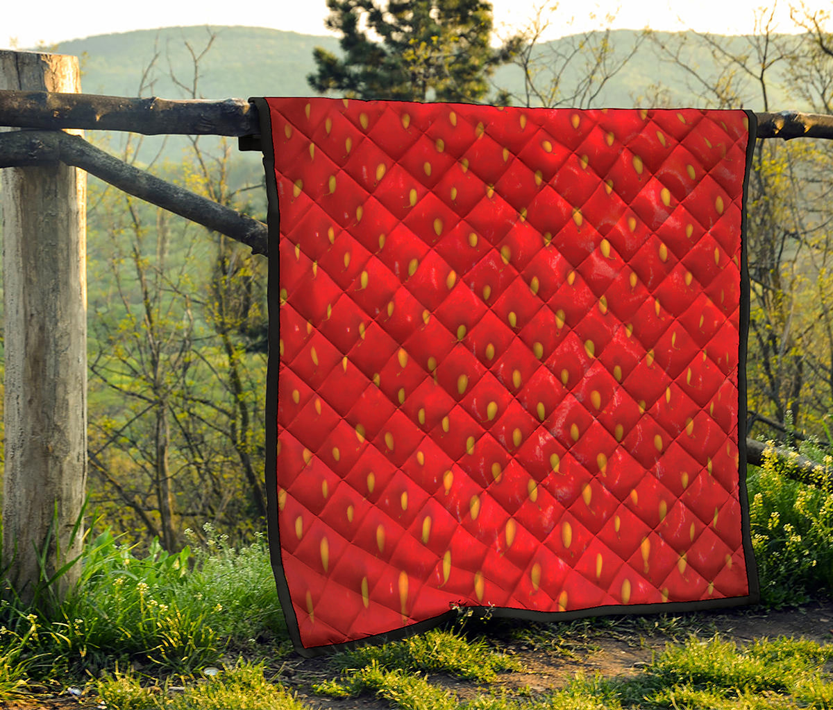 Red Strawberry Print Quilt