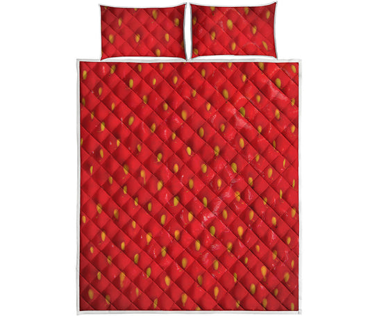Red Strawberry Print Quilt Bed Set