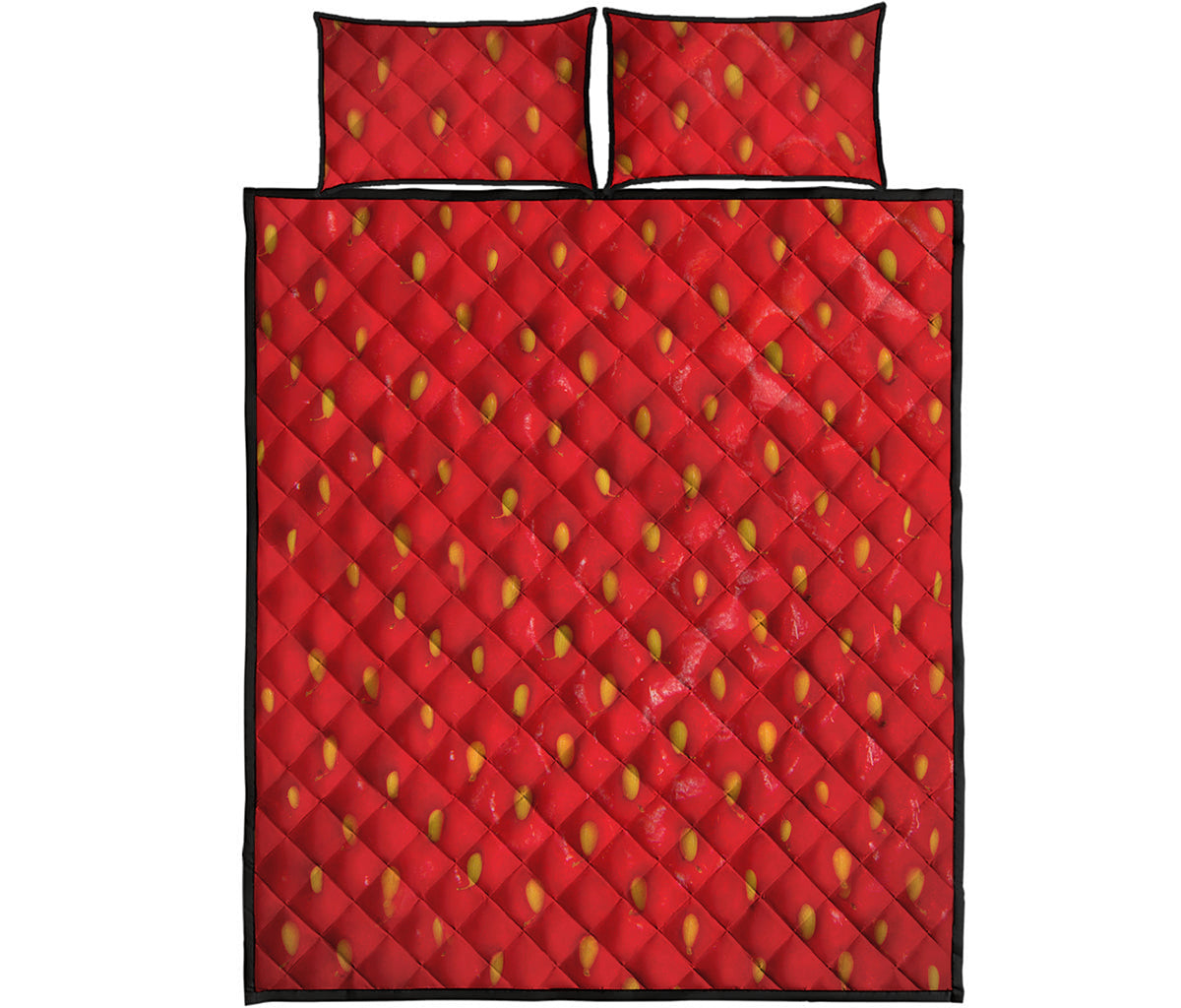 Red Strawberry Print Quilt Bed Set