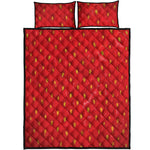 Red Strawberry Print Quilt Bed Set