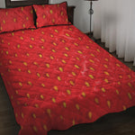 Red Strawberry Print Quilt Bed Set