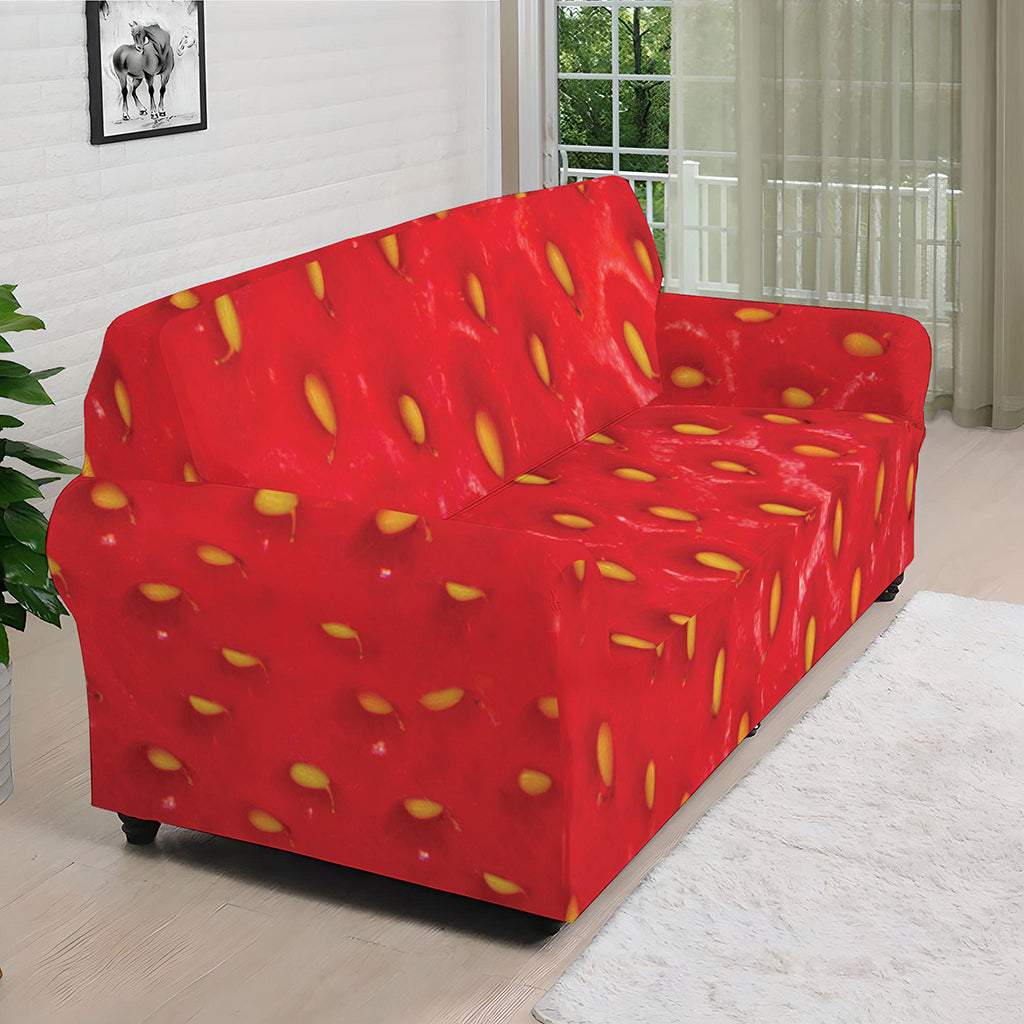 Red Strawberry Print Sofa Cover