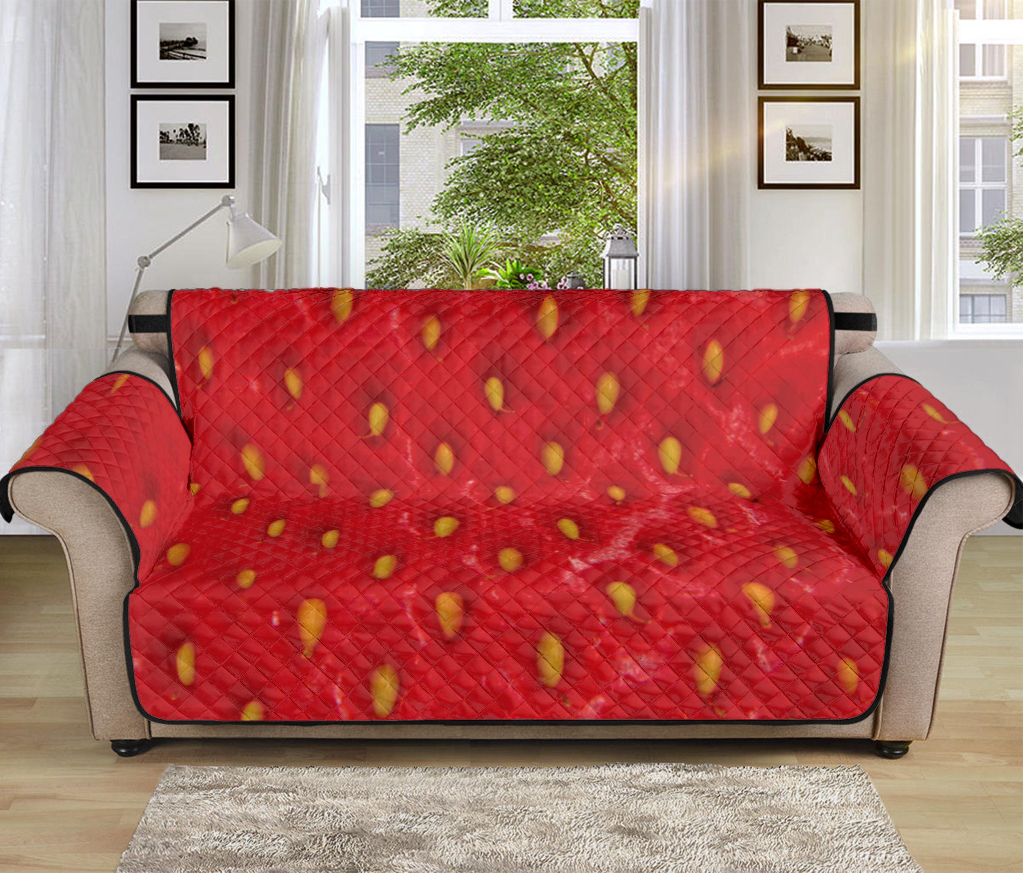 Red Strawberry Print Sofa Protector