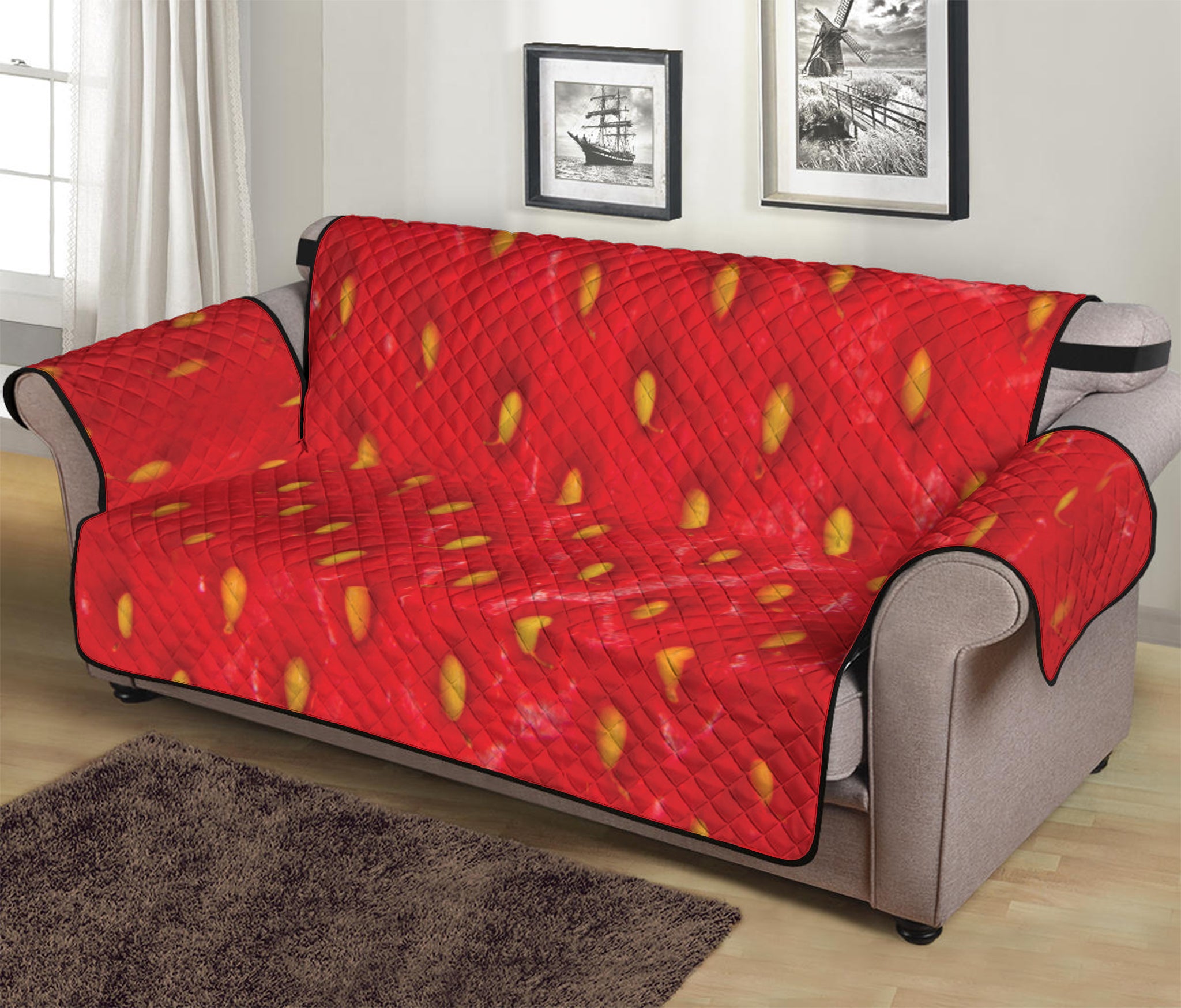 Red Strawberry Print Sofa Protector