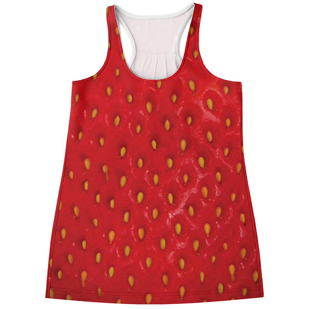 Red Strawberry Print Women's Racerback Tank Top