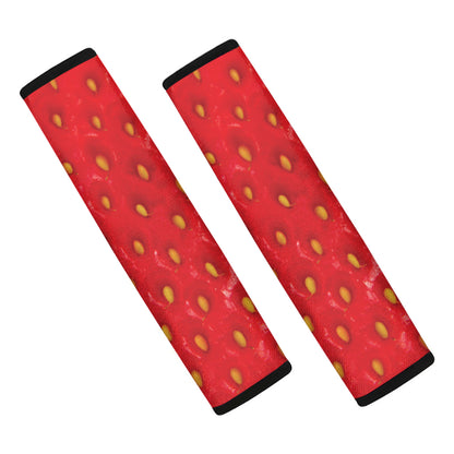 Red Strawberry Texture Print Car Seat Belt Covers