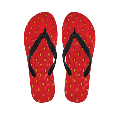 Red Strawberry Texture Print Flip Flops